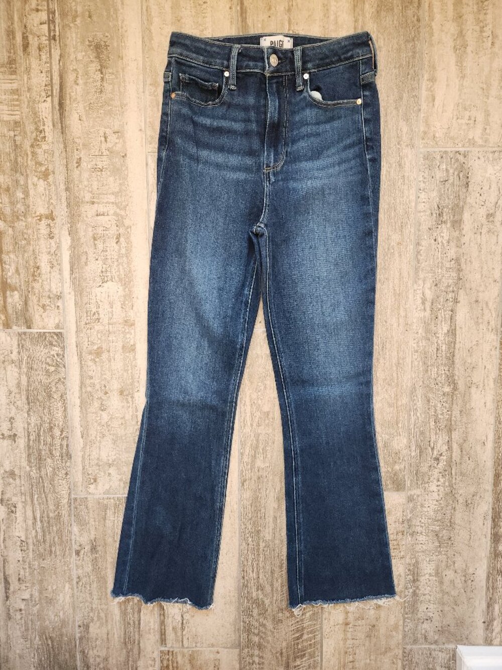 Paige Jeans Womens 26 Claudine Boot Cut High Rise Stretch Denim Raw Hem